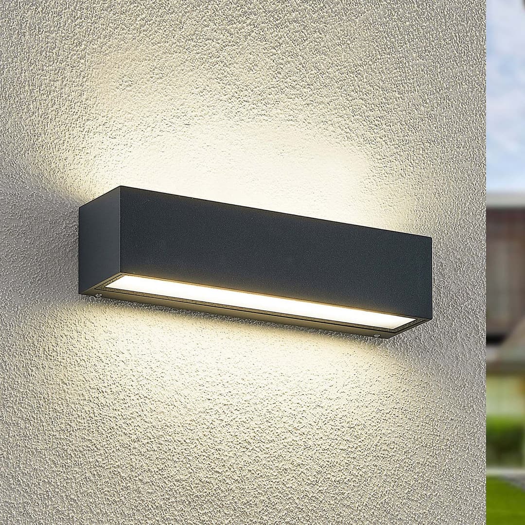 Lengo LED-Wandlampe, 25cm, anthrazit, up/down, CCT - Arcchio - Balkon - Modern - Aluminium - Eckig