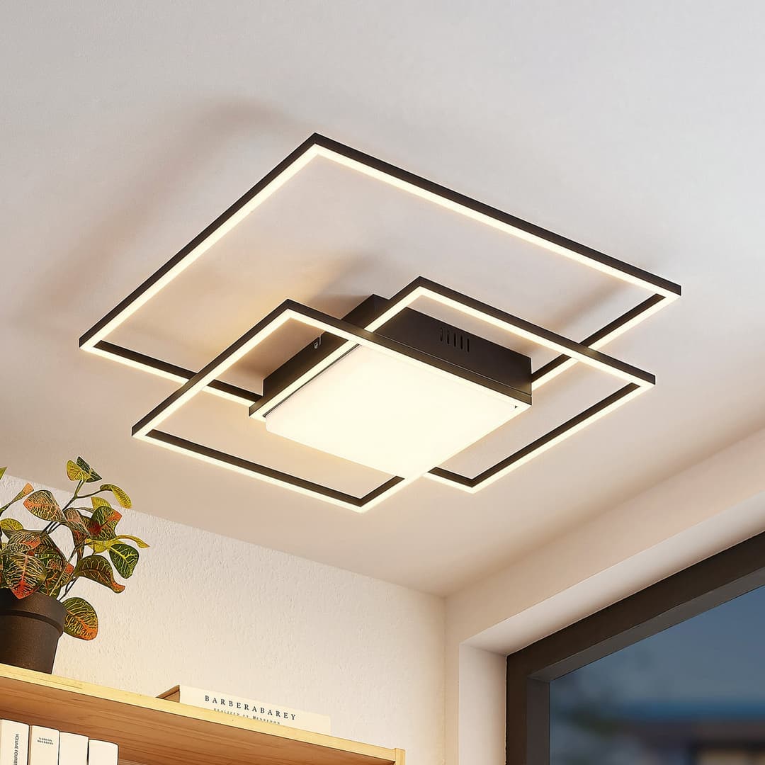 Nelinka LED Deckenleuchte Black - Lindby - Wohnzimmer - Modern - Metall - Eckig