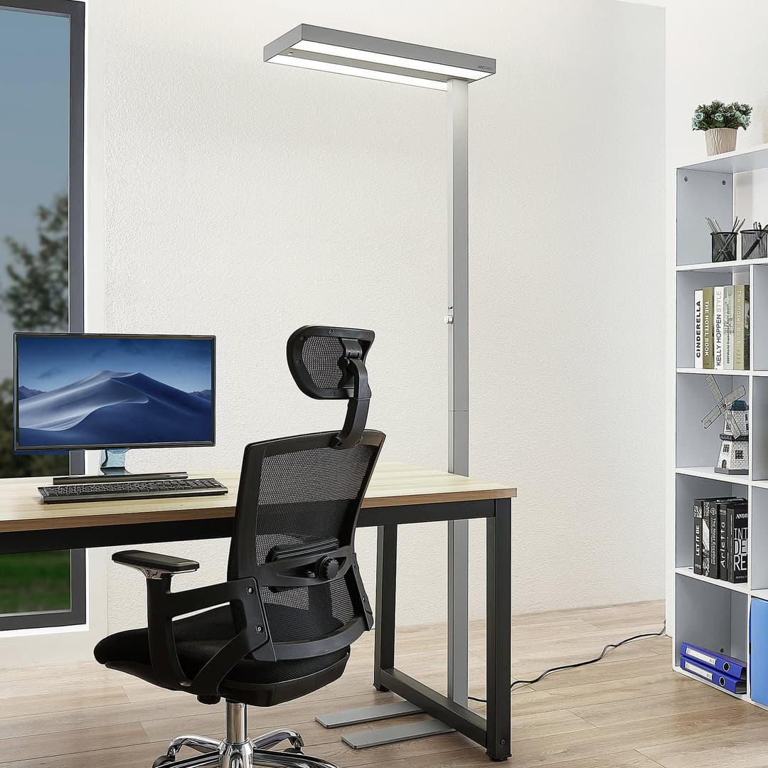 Logan Stehleuchte Silber dimmbar Sensor - Arcchio Logan Pro - Arbeitszimmer / Büro - Modern - Aluminium - Eckig