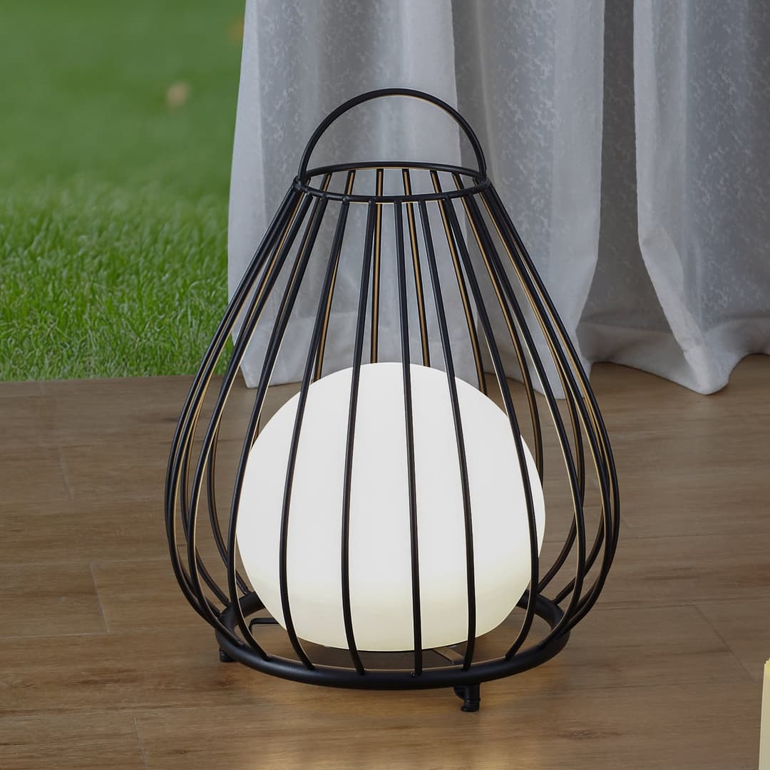 Kelda Portable Solarzelle Tischleuchte Schwarz - Lindby - Balkon - Modern - Aluminium - Einflammig