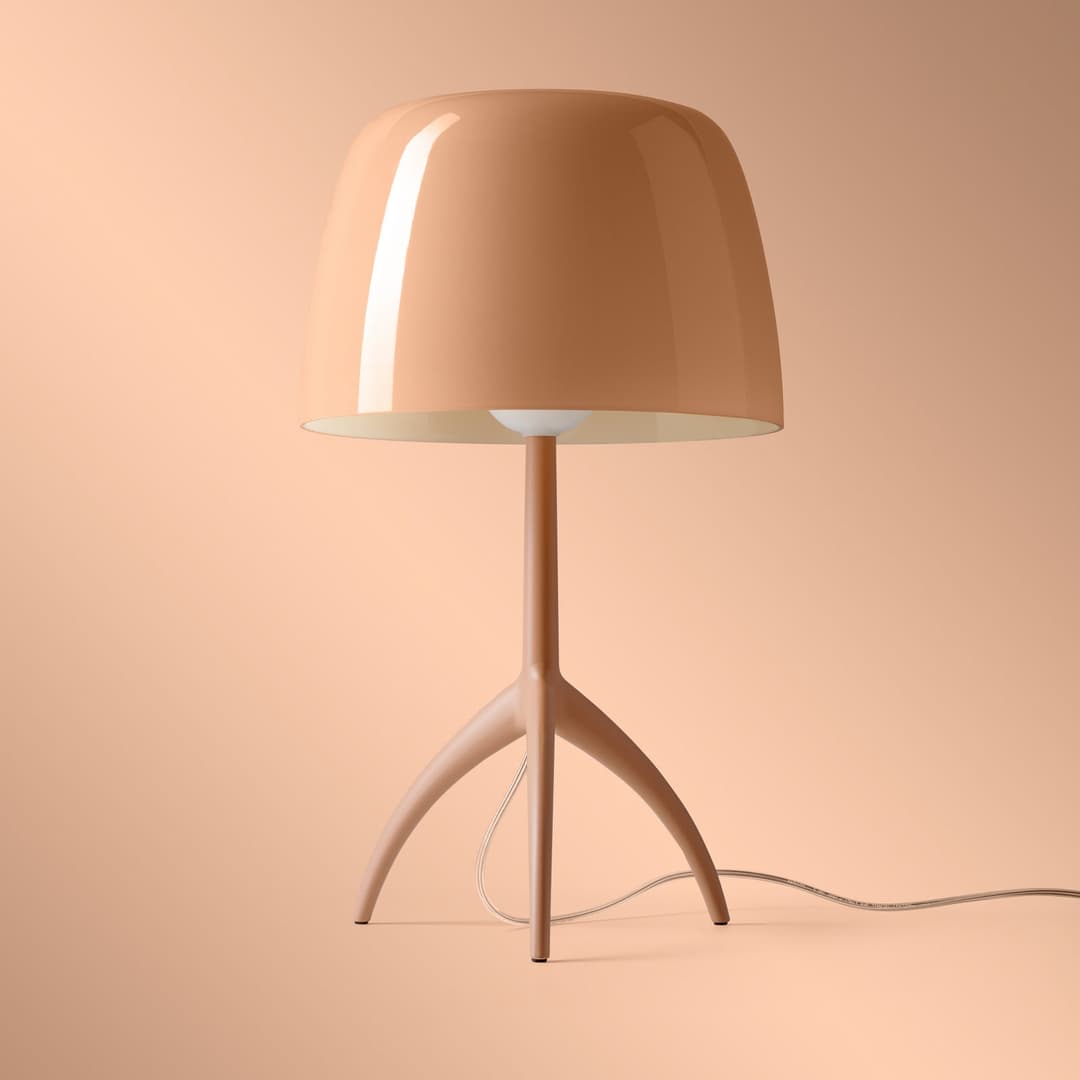 Lumiere Nuances LED-Tischlampe, 35cm, rosa, dim. - Foscarini Lumiere nuances piccola - Wohnzimmer - Design - Glas - Mit Schirm