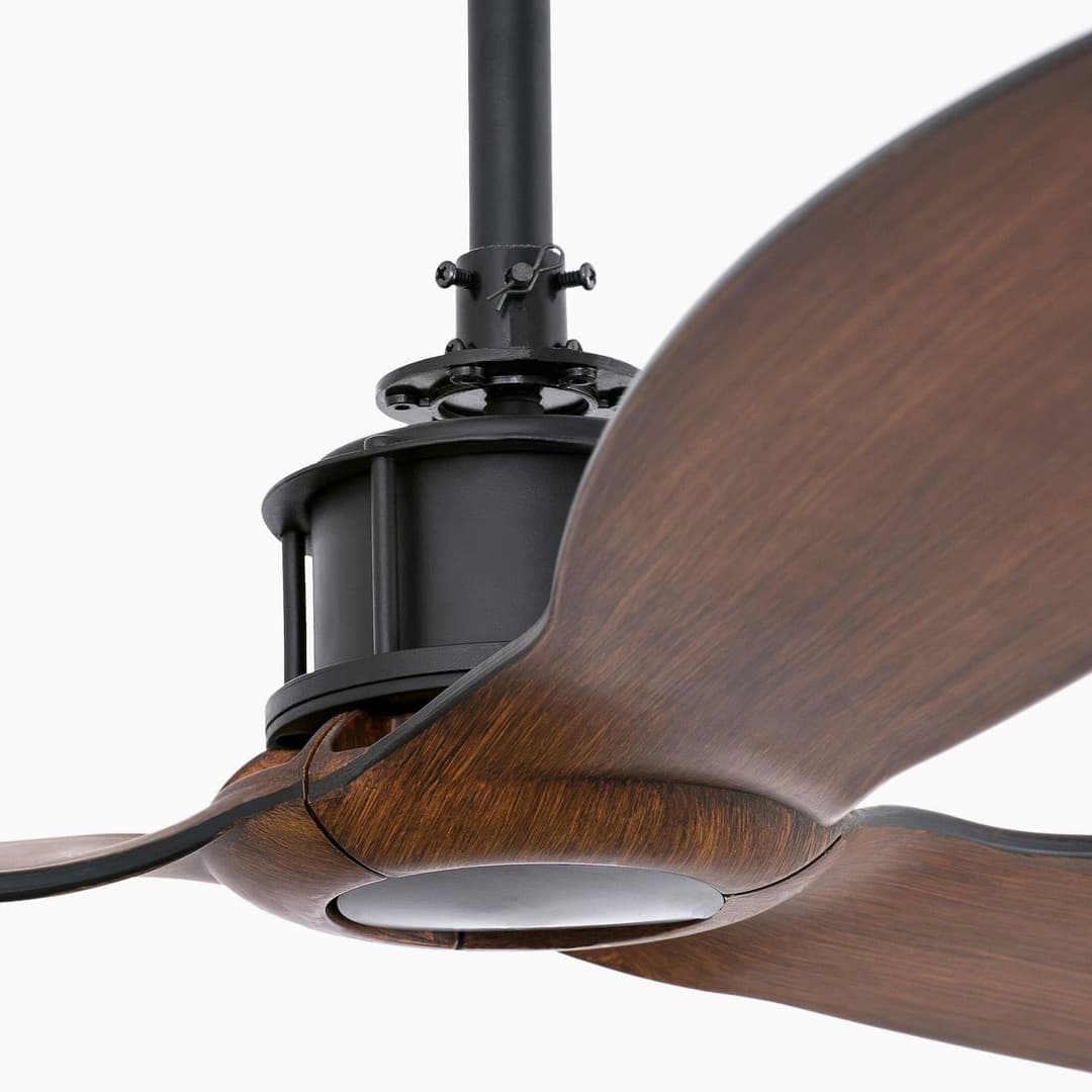 Just Fan M Deckenventilator, Ø 128 cm, schwarz/Holz - Faro FARO BARCELONA - Wohnzimmer - Metall