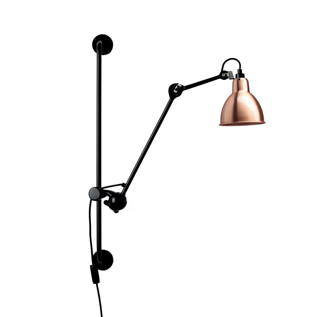 Lampe Gras 210 Wandleuchte, schwarz/kupfer - DCW Lampe Gras 210 Round - Wohnzimmer - Design - Metall - Einflammig