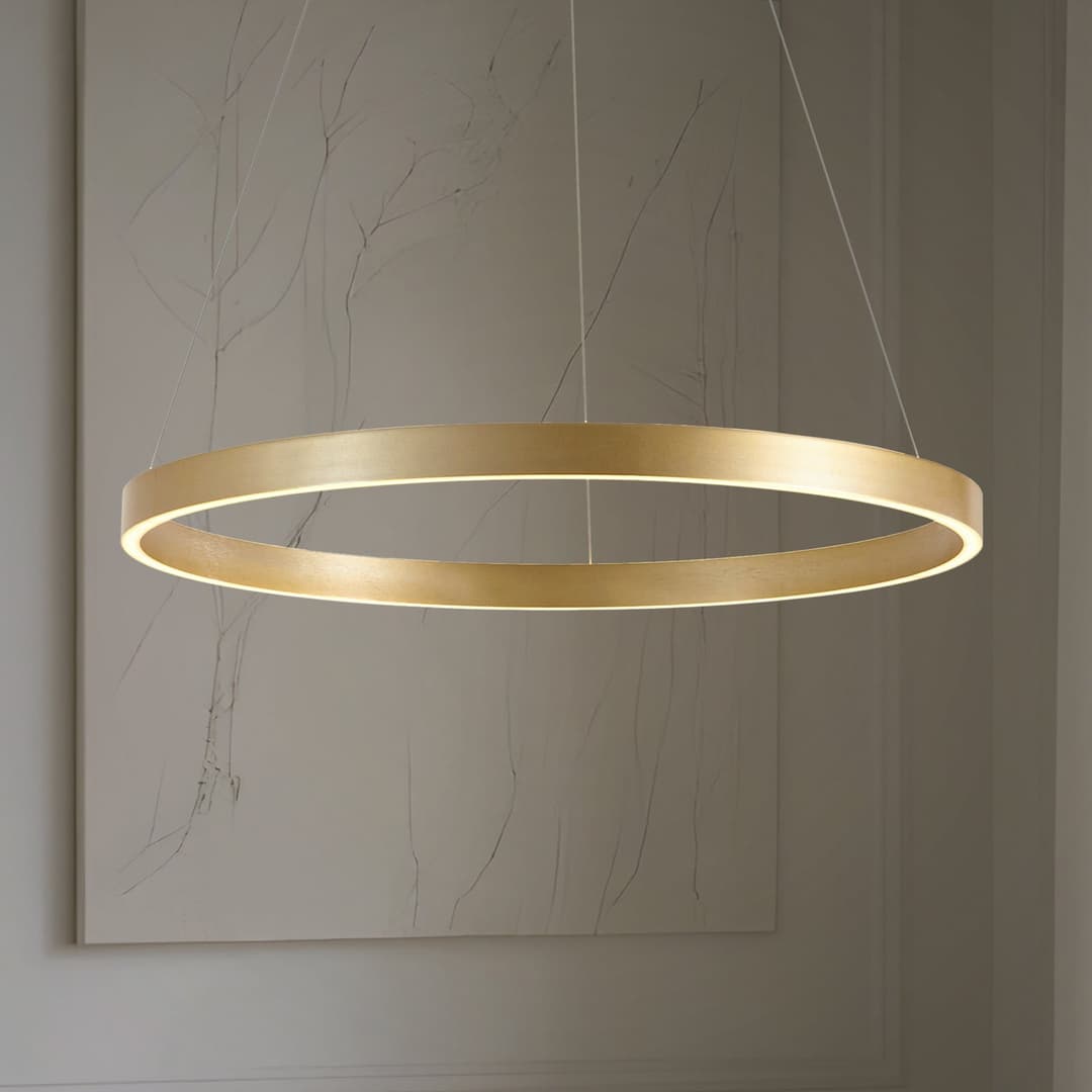 Yonam LED-Hängeleuchte, Ø 80 cm, 1-flg., gold, CCT - Lucande - Esszimmer - Modern - Metall - Einflammig