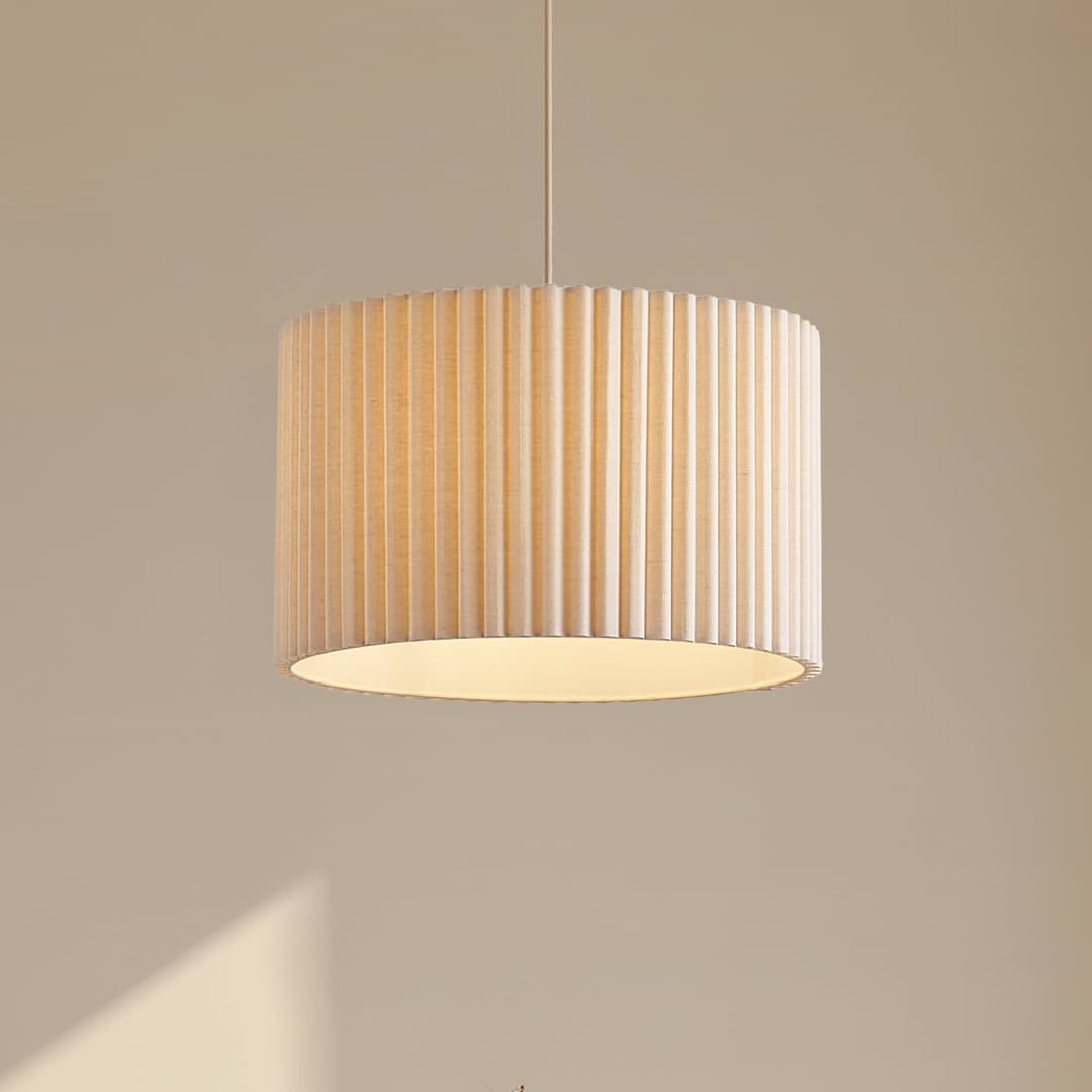 Libbie Hängeleuchte, cremefarben, Ø 45 cm, Leinen - Lindby - Wohnzimmer - Skandinavisch - Stoff / Textil - Einflammig