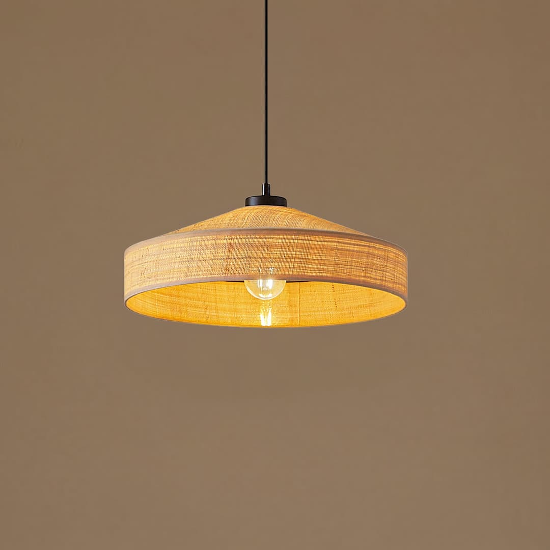 Haldor Hängeleuchte, Ø 40 cm, naturfarben, Rattan - Lindby - Wohnzimmer - Skandinavisch - Holz - Einflammig
