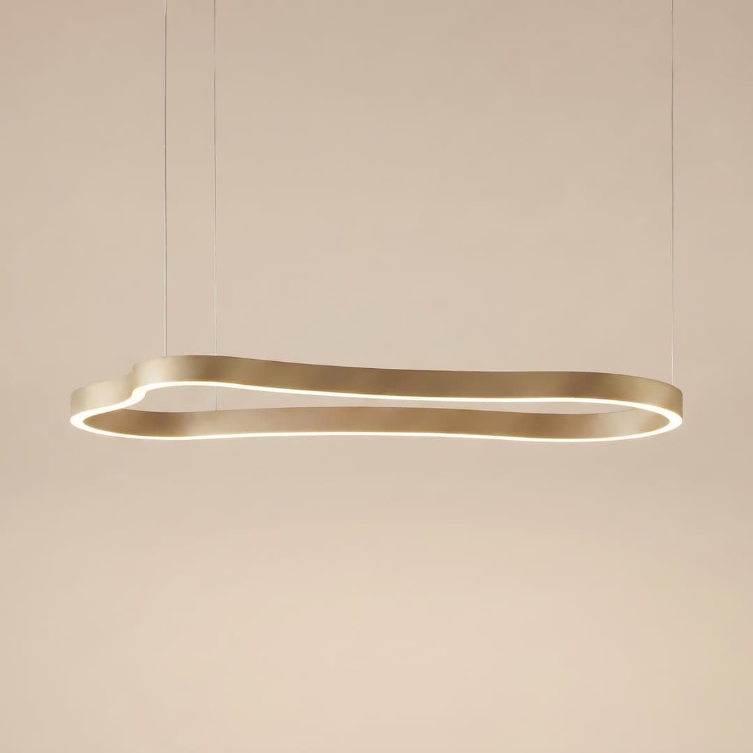 Vikali LED-Hängelampe, gold, 90 x 45cm, dimmbar, CCT - Lucande - Wohnzimmer - Modern - Metall - Einflammig