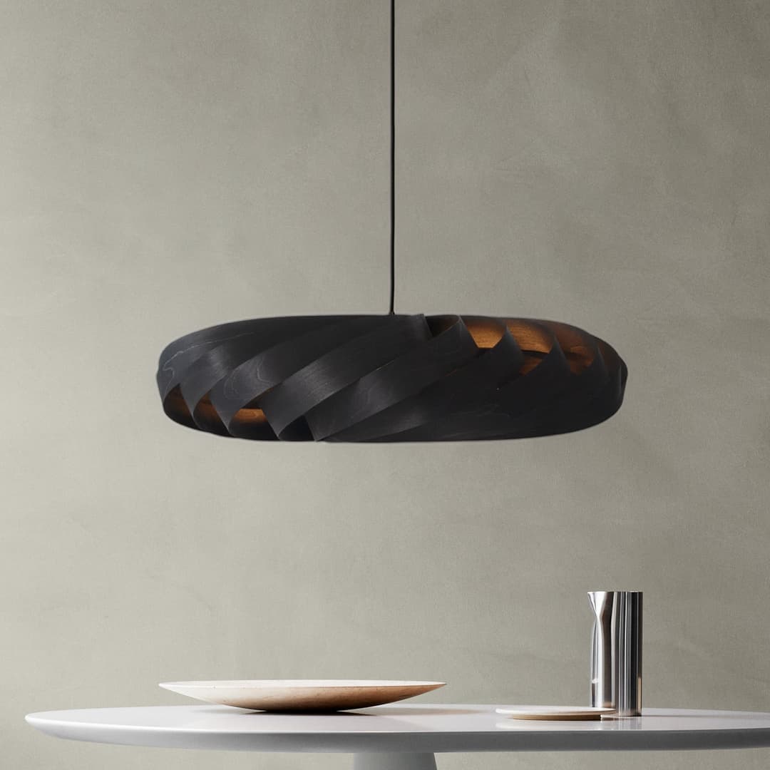 Pendelleuchte TR5 Ø 80 cm schwarz Birkenholz - Tom Rossau - Wohnzimmer - Design - Einflammig