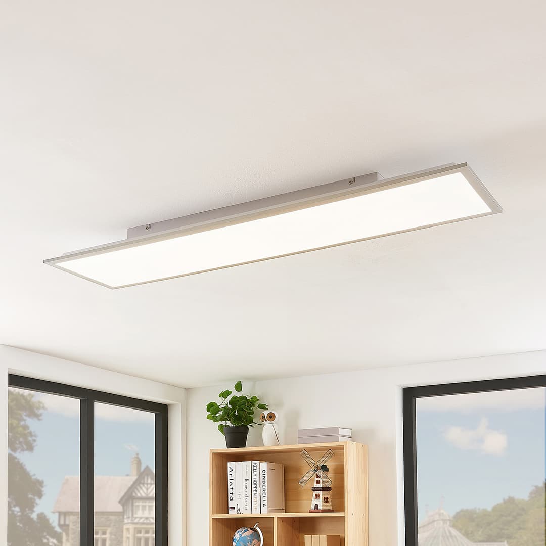 Lindby LED-Panel Stenley, 4.000 K, 120cm x 30cm, silber/weiß - Küche - Modern - Kunststoff - Eckig