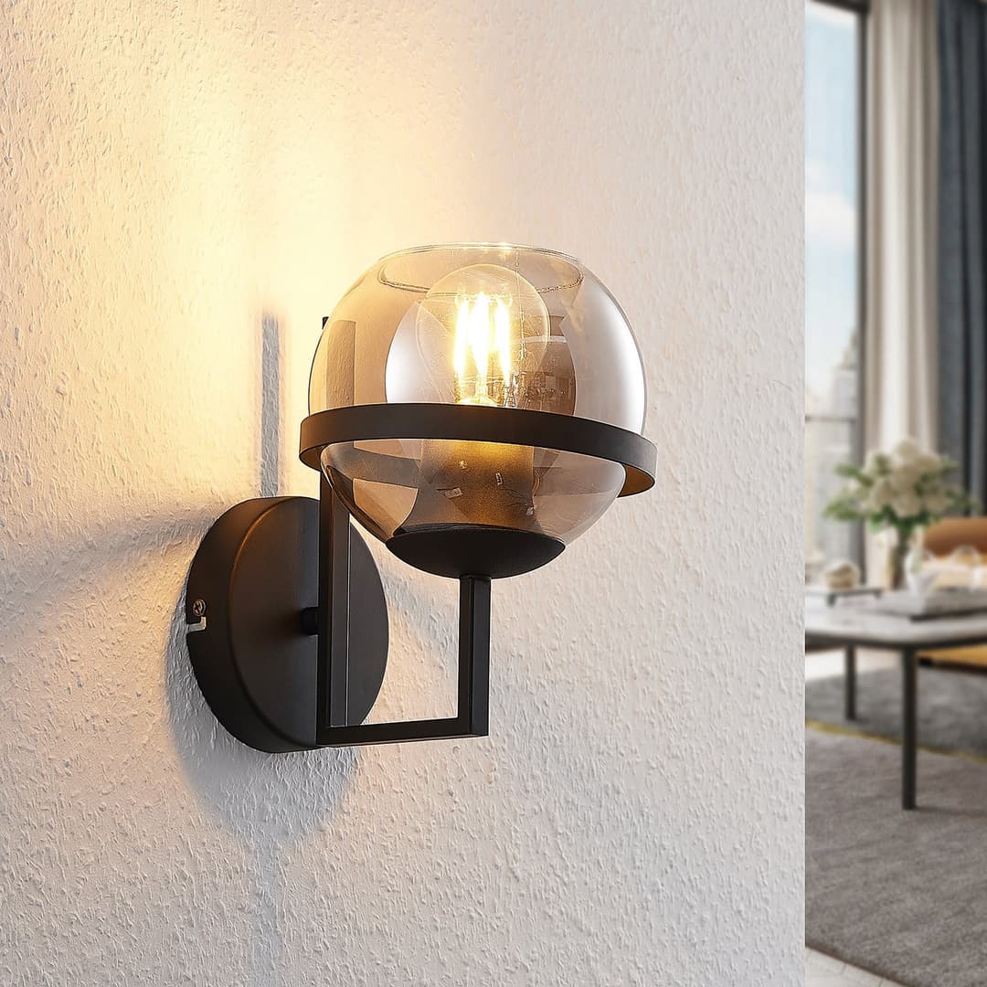 Marinka Wandleuchte Amber/Black - Lindby - Wohnzimmer - Modern - Metall - Einflammig