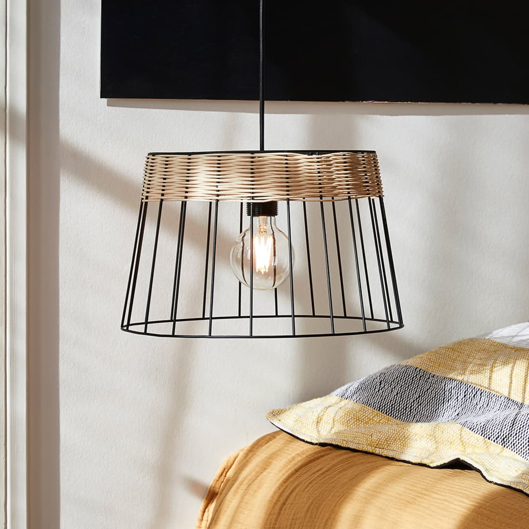 Indah Hängeleuchte schwarz Ø 35 cm - Corep SAS - Wohnzimmer - Metall - Mit Schirm