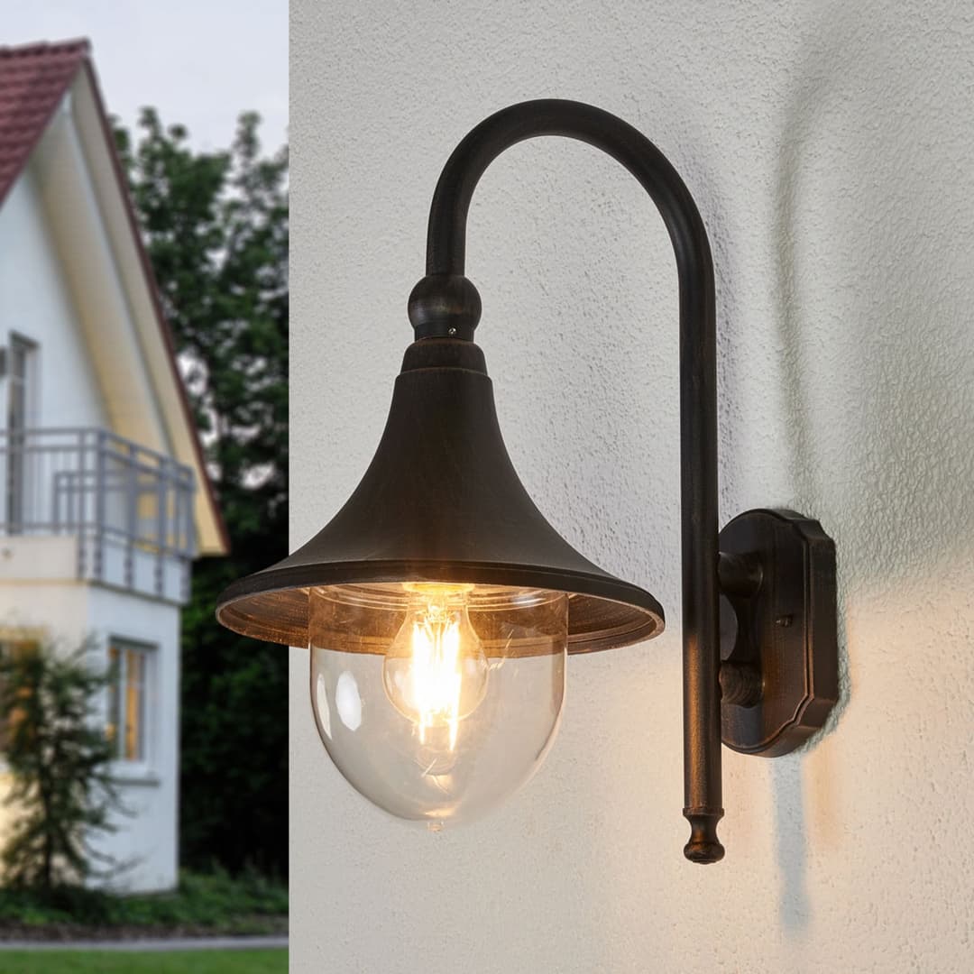 Daphne Außenwandleuchte Antique Black - Lindby - Balkon - Antik - Aluminium - Einflammig