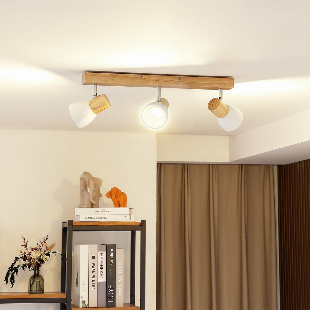 Thorin 3 Deckenleuchte Wood/White - Lindby - Wohnzimmer - Skandinavisch - Holz - Mehrflammig