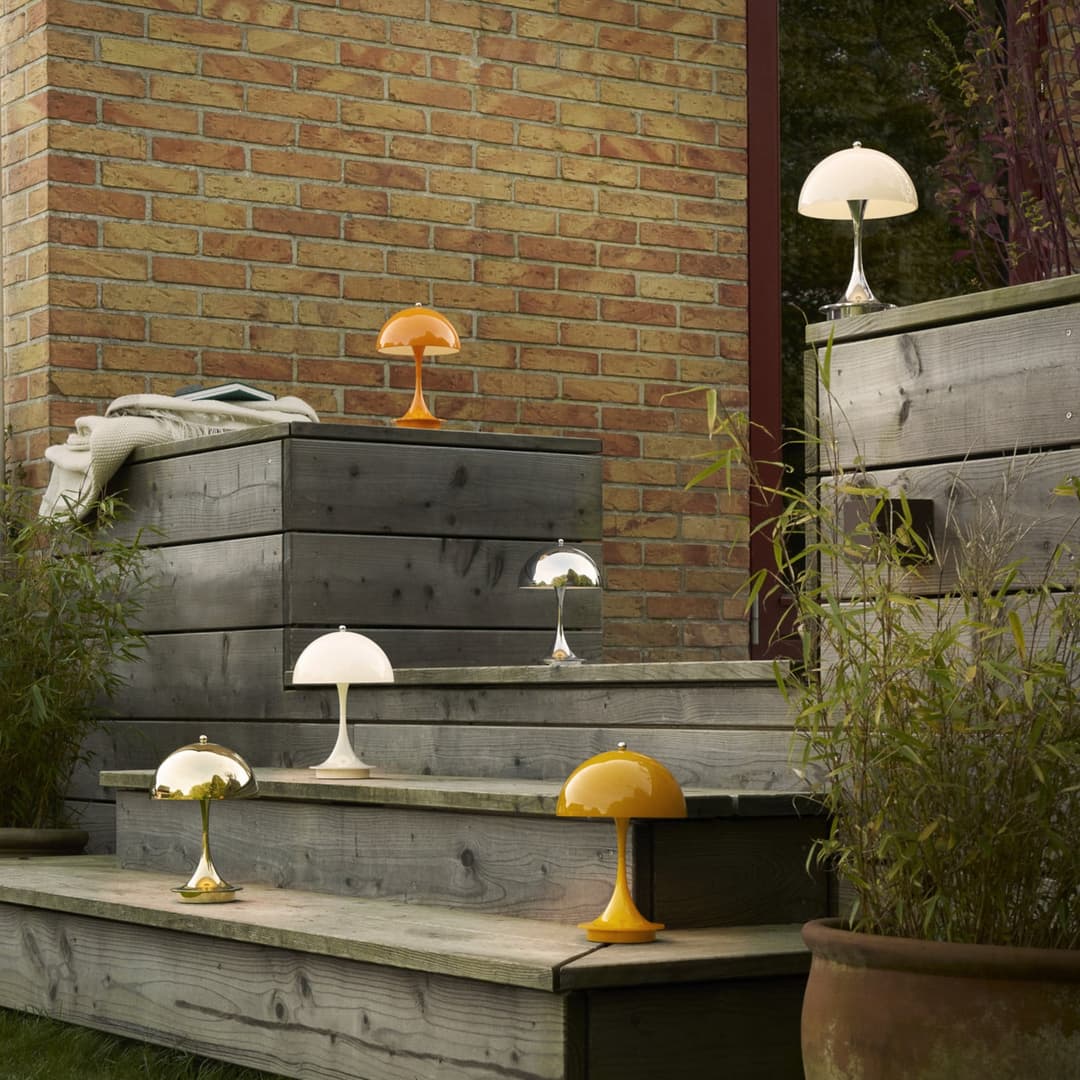Panthella 160 Portable, chrom/beige- Louis Poulsen - Balkon - Design - Kunststoff - Einflammig