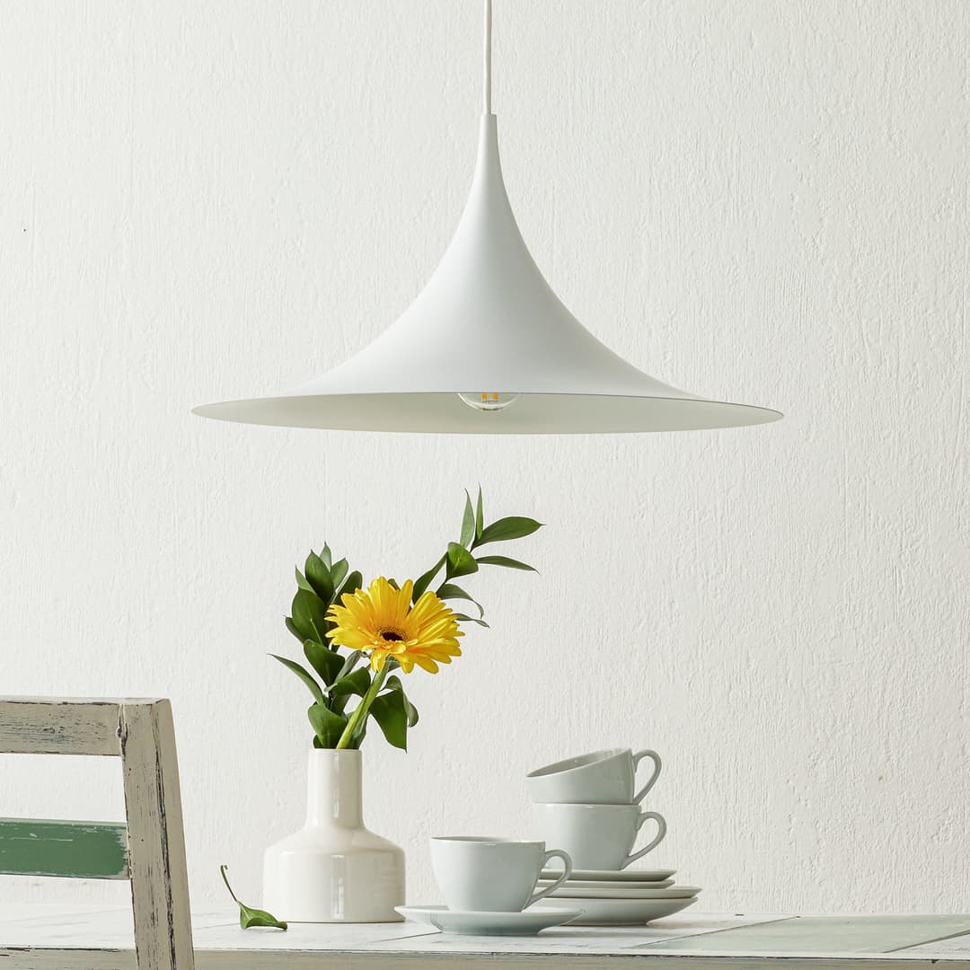 Semi Pendelleuchte Ø47 Matt Weiß - GUBI - Wohnzimmer - Design - Metall - Einflammig