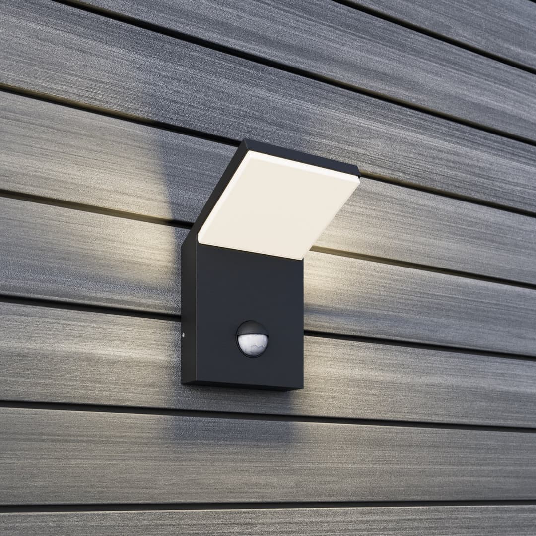 Nevio Außenwandleuchte w/Sensor Graphite - Lucande - Balkon - Modern - Metall - Einflammig