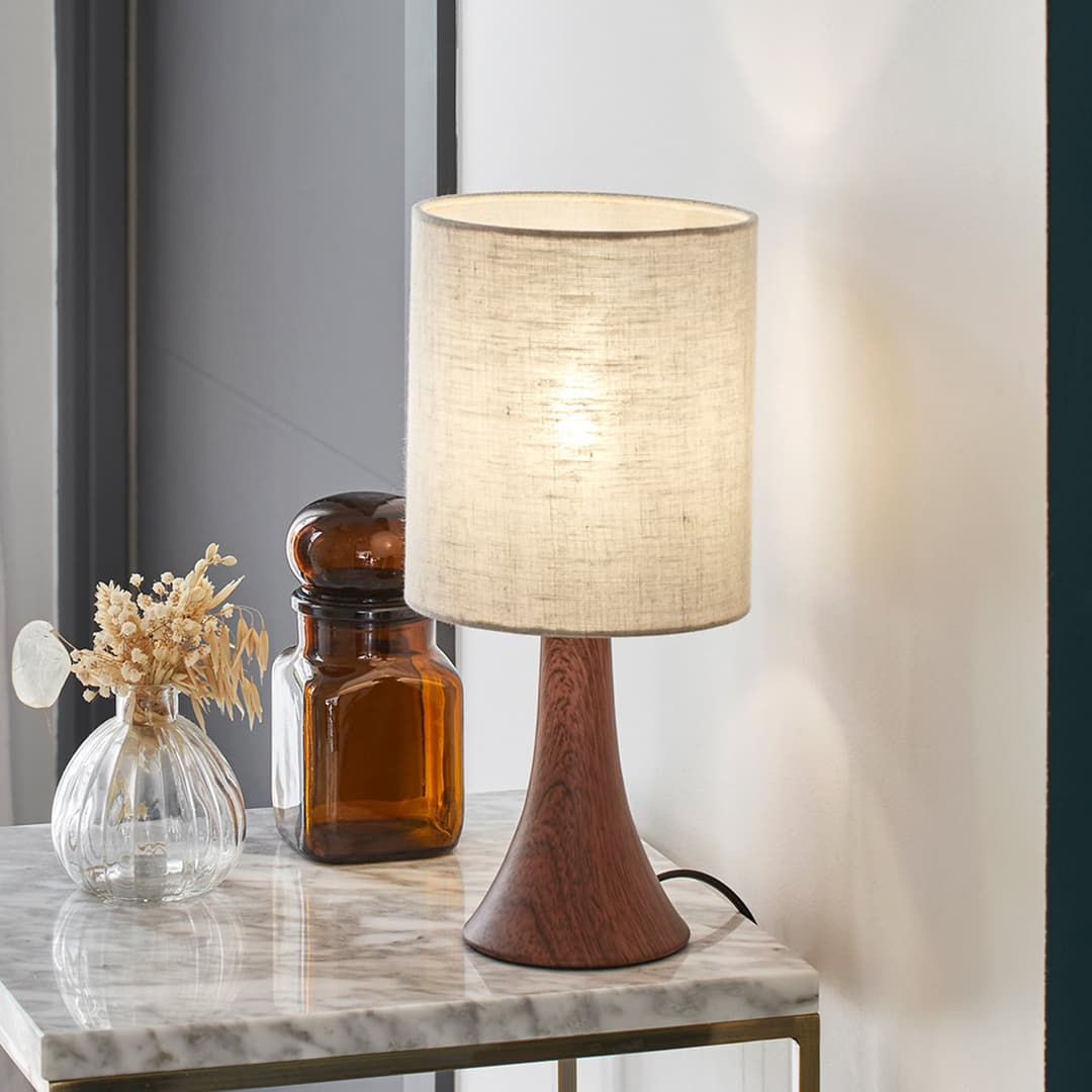 Arto Tischleuchte dunkelbraun/weiß Höhe 32 cm - Corep SAS - Wohnzimmer - Metall - Mit Schirm