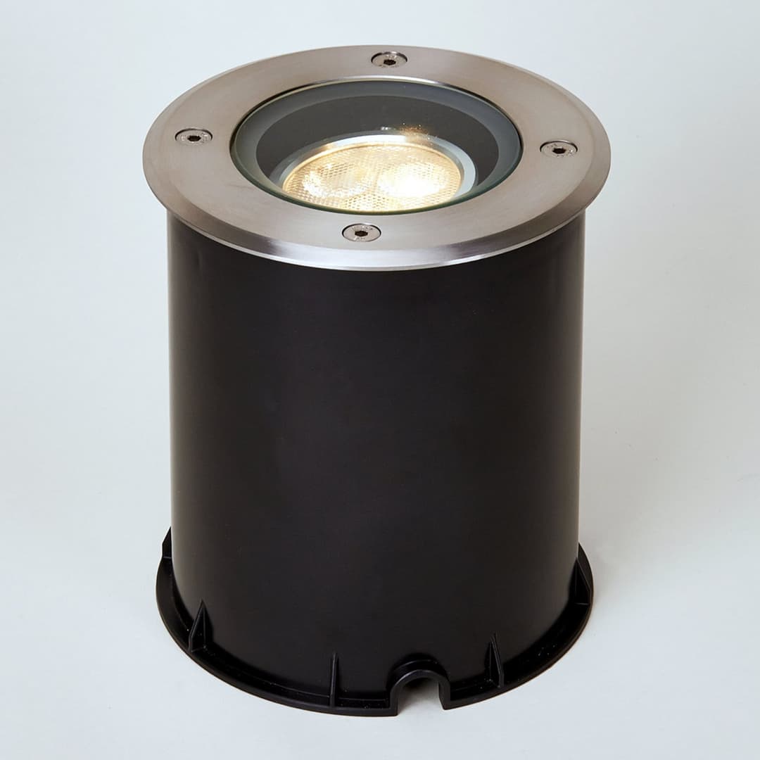 Jos Round Erd Spot IP67 Steel - Lucande - Terrasse - Modern - Metall - Einflammig