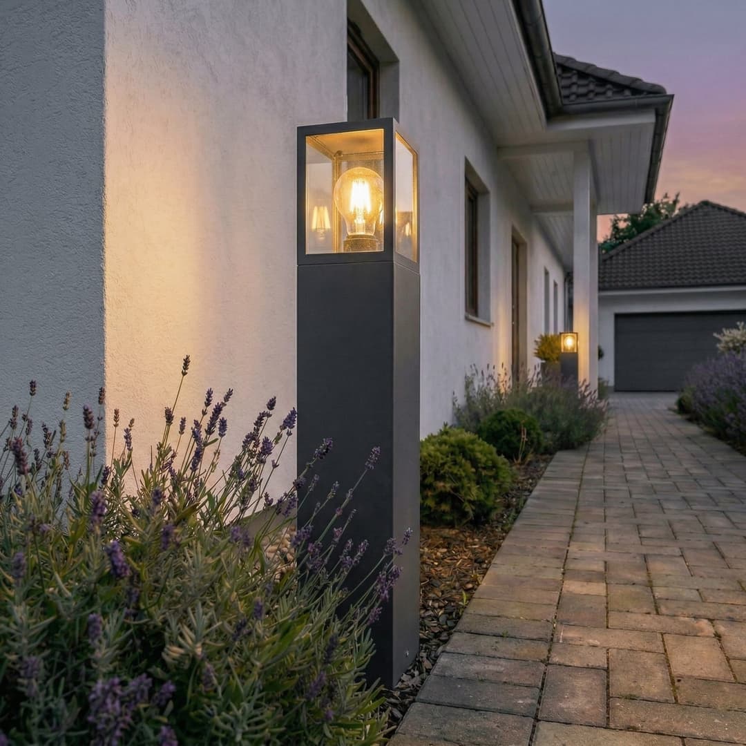 Klemens Short Außen Gartenleuchte IP54 Graphite - Lucande - Terrasse - Modern - Aluminium - Einflammig