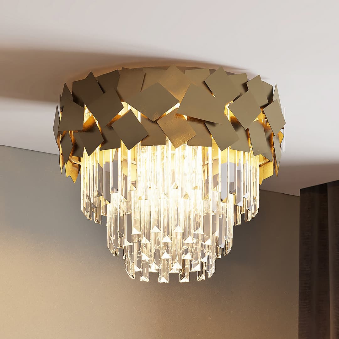 Miraia Deckenleuchte Gold - Lucande - Wohnzimmer - Design - Metall - Rund