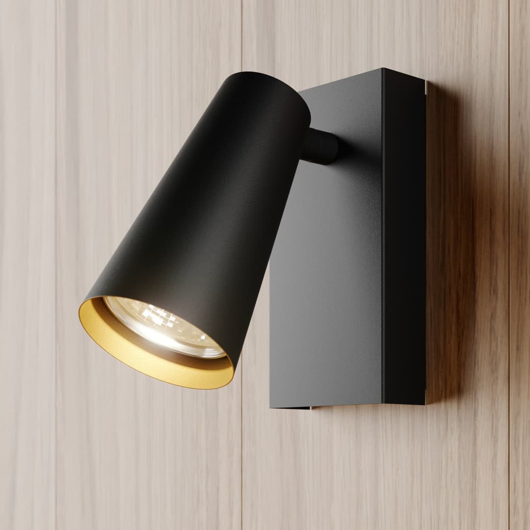 Angelina Wandleuchte Black/Gold - Lucande - Schlafzimmer - Skandinavisch - Metall - Einflammig