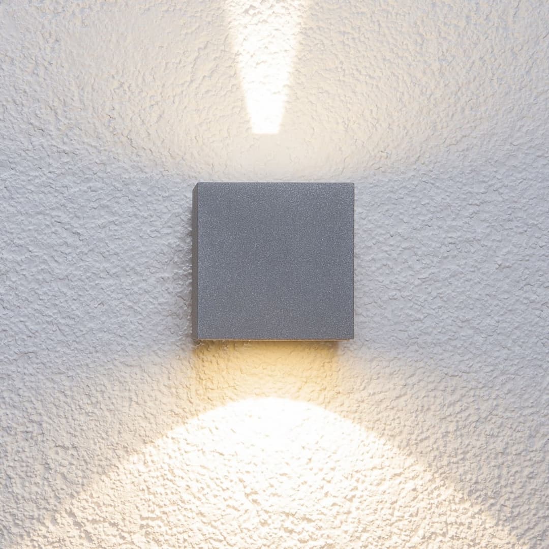 Jarno Außenwandleuchte Silver - Lucande - Terrasse - Modern - Metall - Eckig
