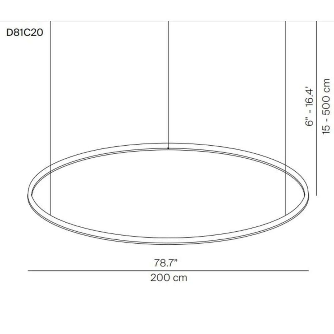 Compendium Circle LED-Pendelleuchte, Ø200 cm, alu - Luceplan - Esszimmer - Aluminium - Ring