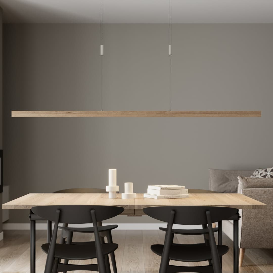 Nora Pendelleuchte Oak/Nickel - Lucande Quitani - Wohnzimmer - Modern - Holz - Einflammig