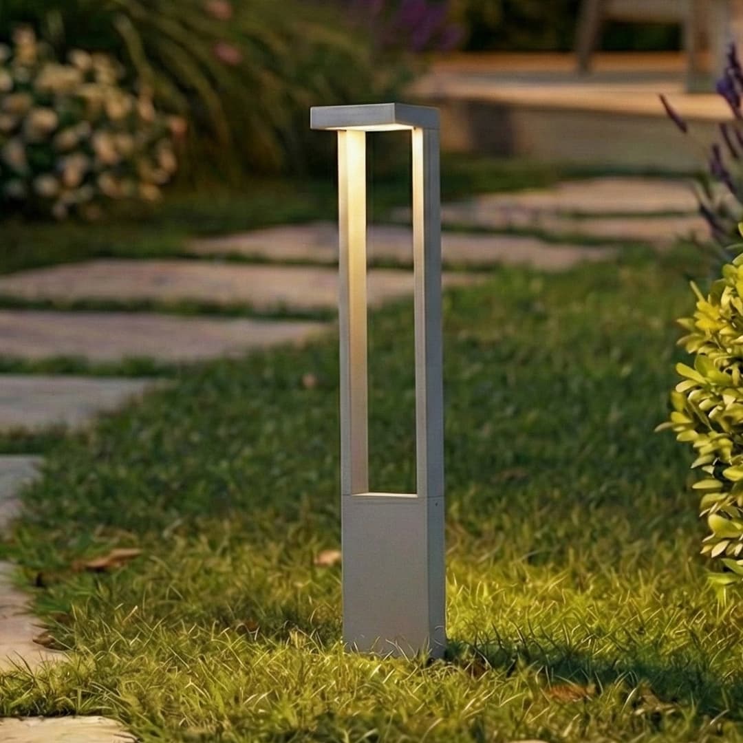 Lonete LED-Wegeleuchte, Höhe 65 cm, steingrau, IP65 - Lindby - Terrasse - Modern - Aluminium - Eckig