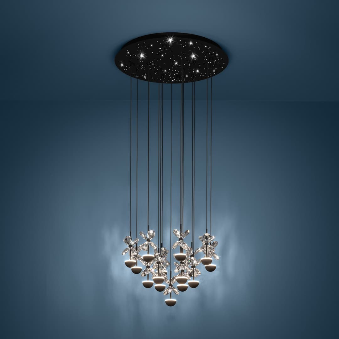 Pianopoli Hängelampe schwarz 50x113 cm - EGLO Stars Of Light - Esszimmer - Design - Metall - Rund