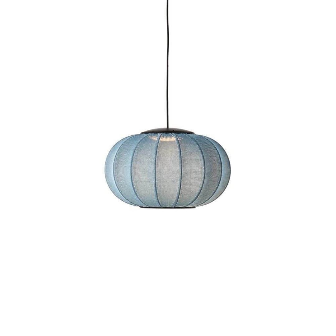 Knit-Wit 45 Oval LED Pendelleuchte Blue Stone - Made By Hand - Schlafzimmer - Stoff / Textil