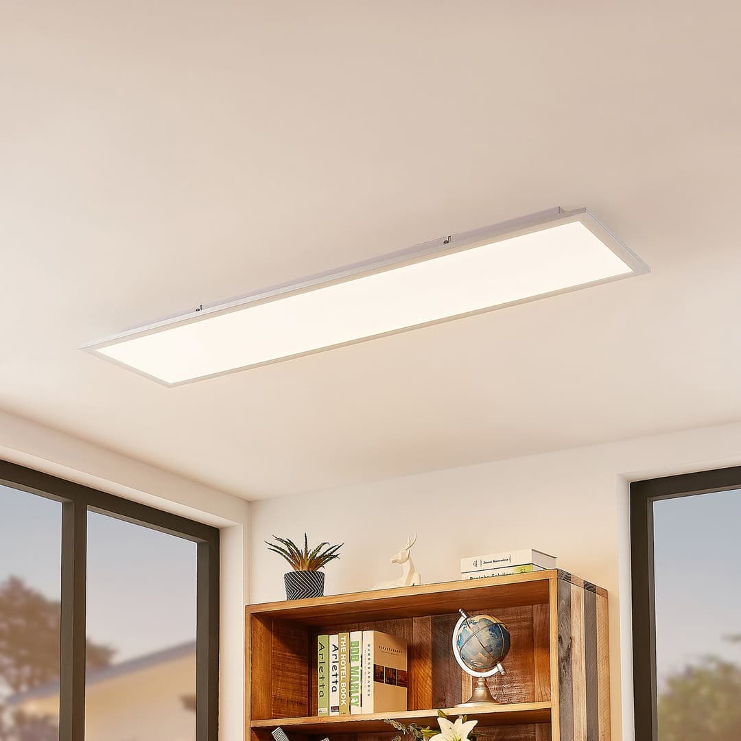 Kjetil Deckenleuchte Smart Home 120x30 Silver/White - Lindby - Arbeitszimmer / Büro - Modern - Kunststoff - Eckig