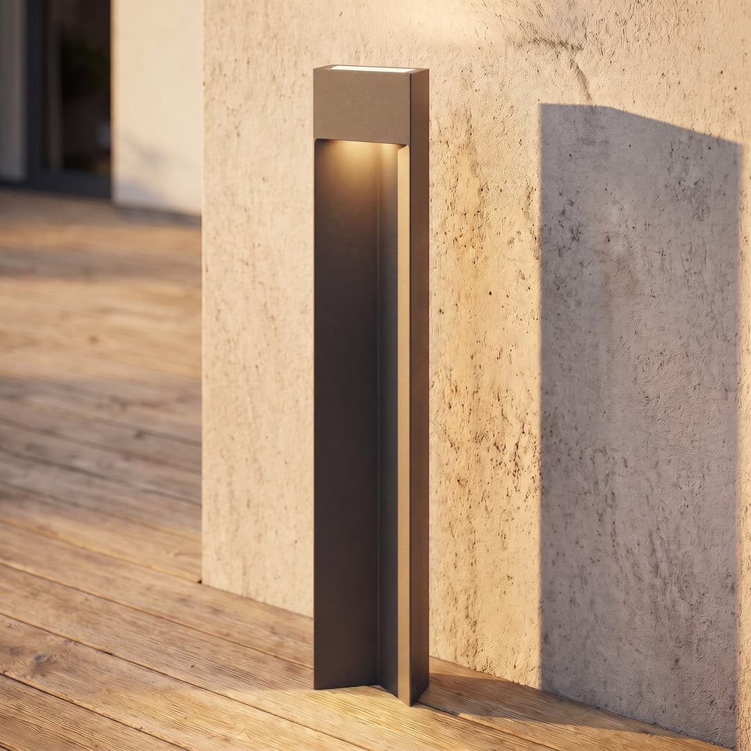 Kaholo LED-Wegeleuchte, Aluminium, IP44, schwarz, 90 cm - Lucande - Modern - Eckig