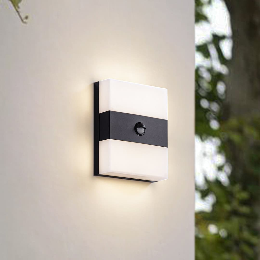 Teekon LED-Außenwandleuchte, Sensor, IP44, anthrazit - Prios - Terrasse - Modern - Edelstahl - Eckig