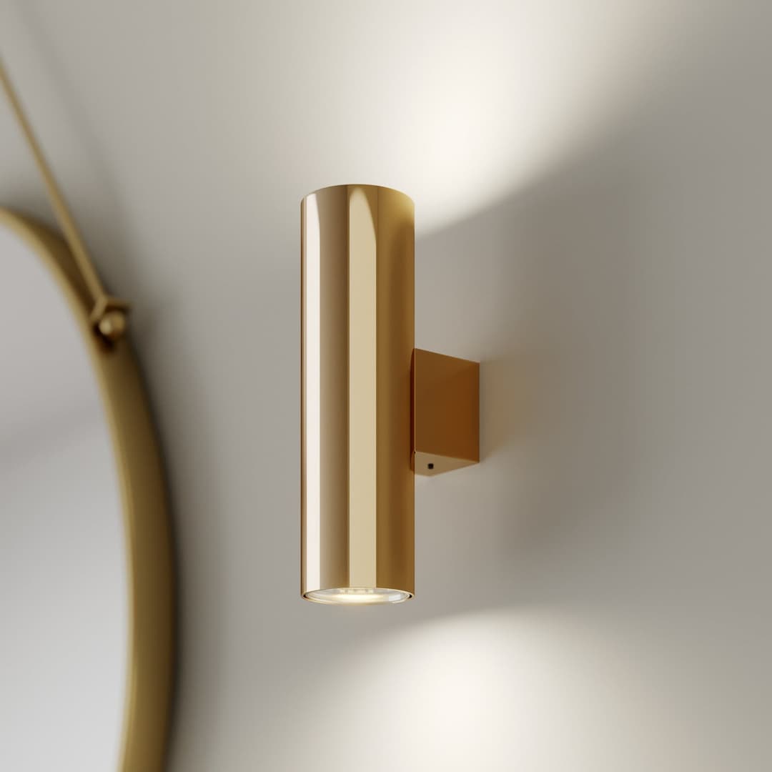 Marion Wandleuchte messing 18 cm up/down Stahl - Argon - Wohnzimmer - Modern - Metall - Mehrflammig