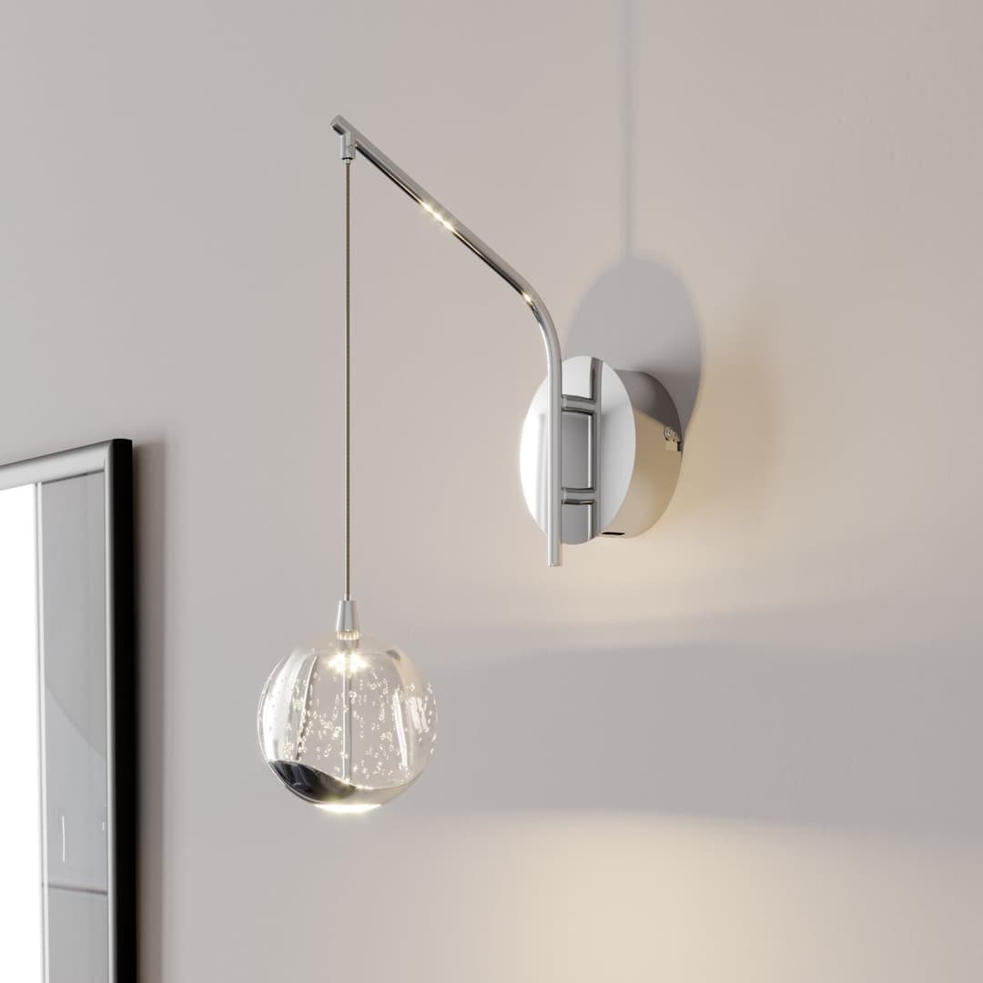 Hayley LED Wandleuchte Chrome - Lucande - Wohnzimmer - Modern - Glas - Einflammig