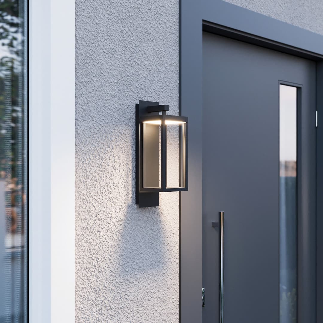Ferdinand LED-Außenwandlampe, grau, Metall, 38 cm - Lucande - Balkon - Modern - Glas - Einflammig