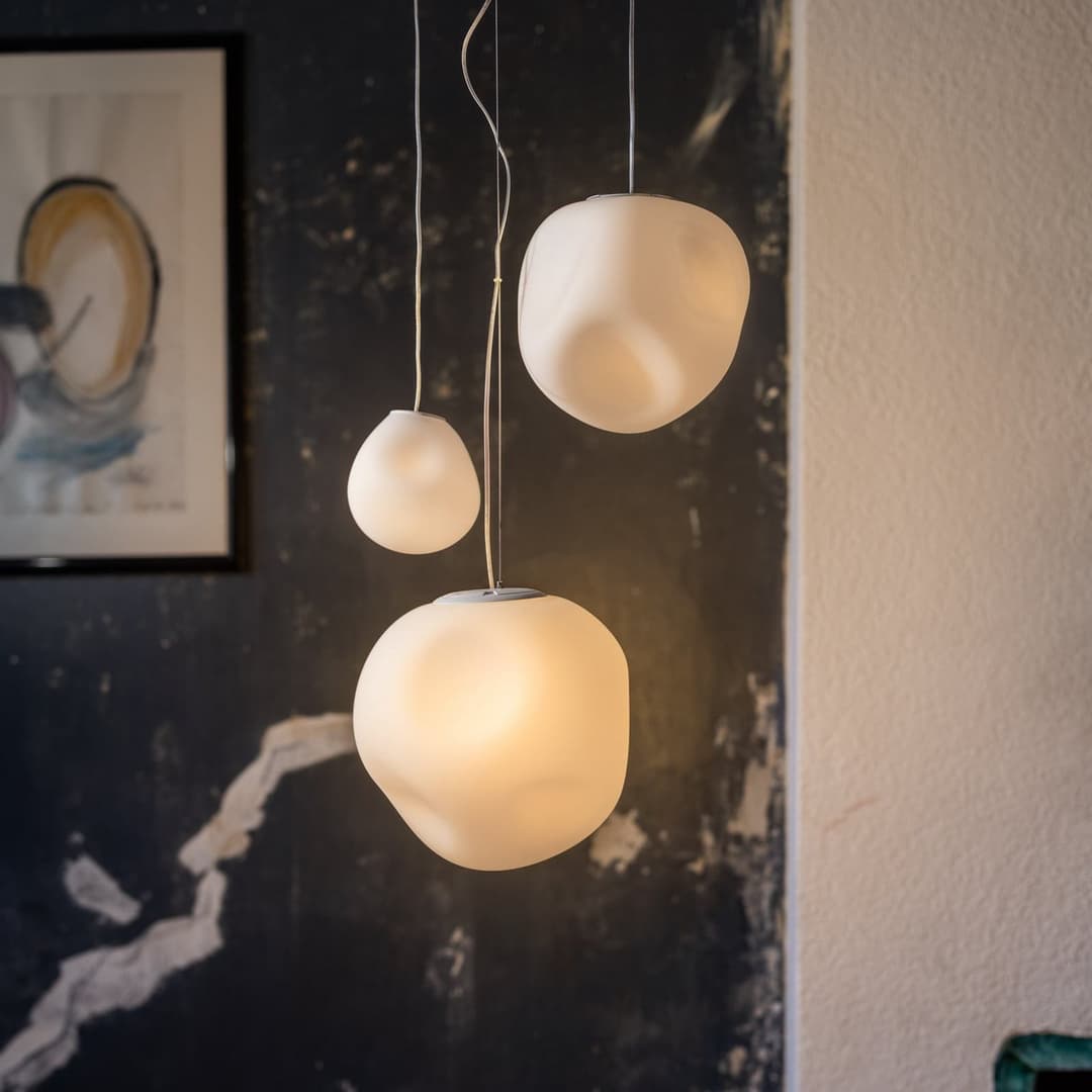 Hoba Midi Hängelampe, Ø 19 cm, Abhängung 350 cm - Foscarini - Wohnzimmer - Design - Glas - Einflammig