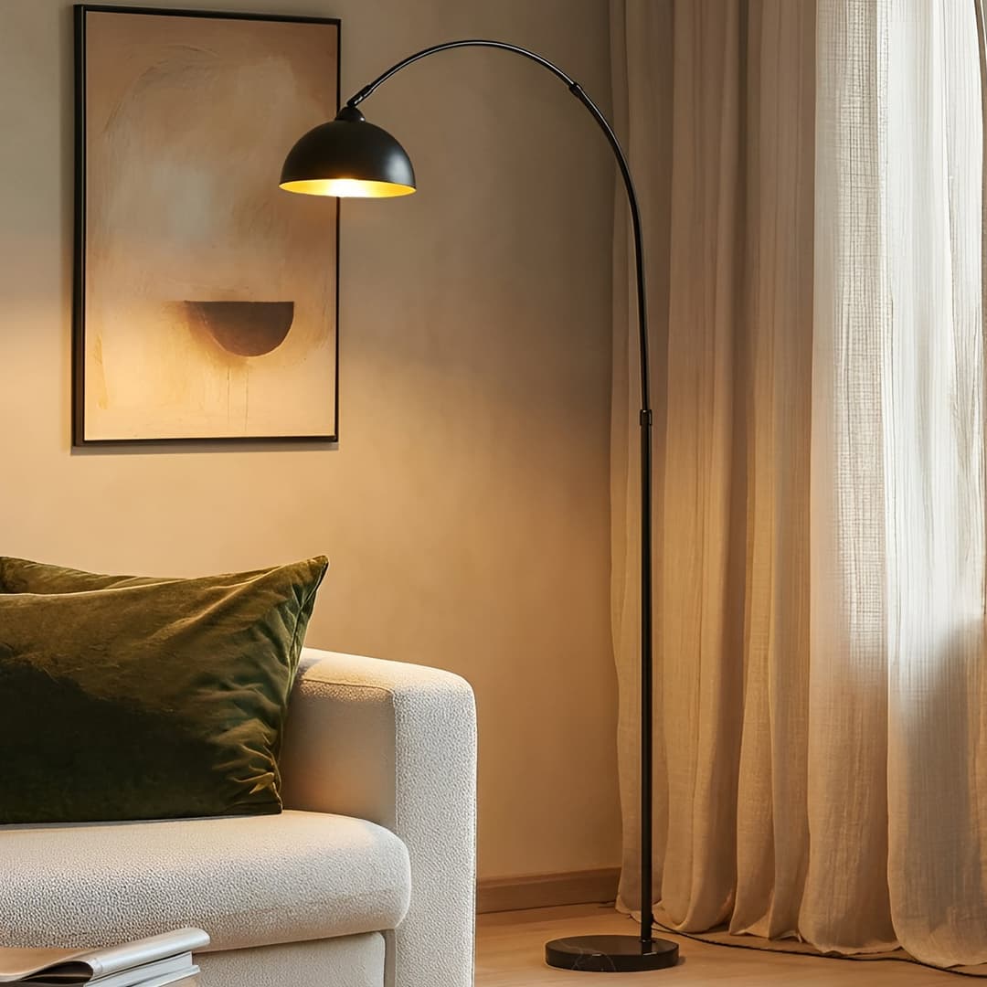Tonka Stehleuchte Schwarz/Gold - Lindby - Wohnzimmer - Modern - Metall - Einflammig
