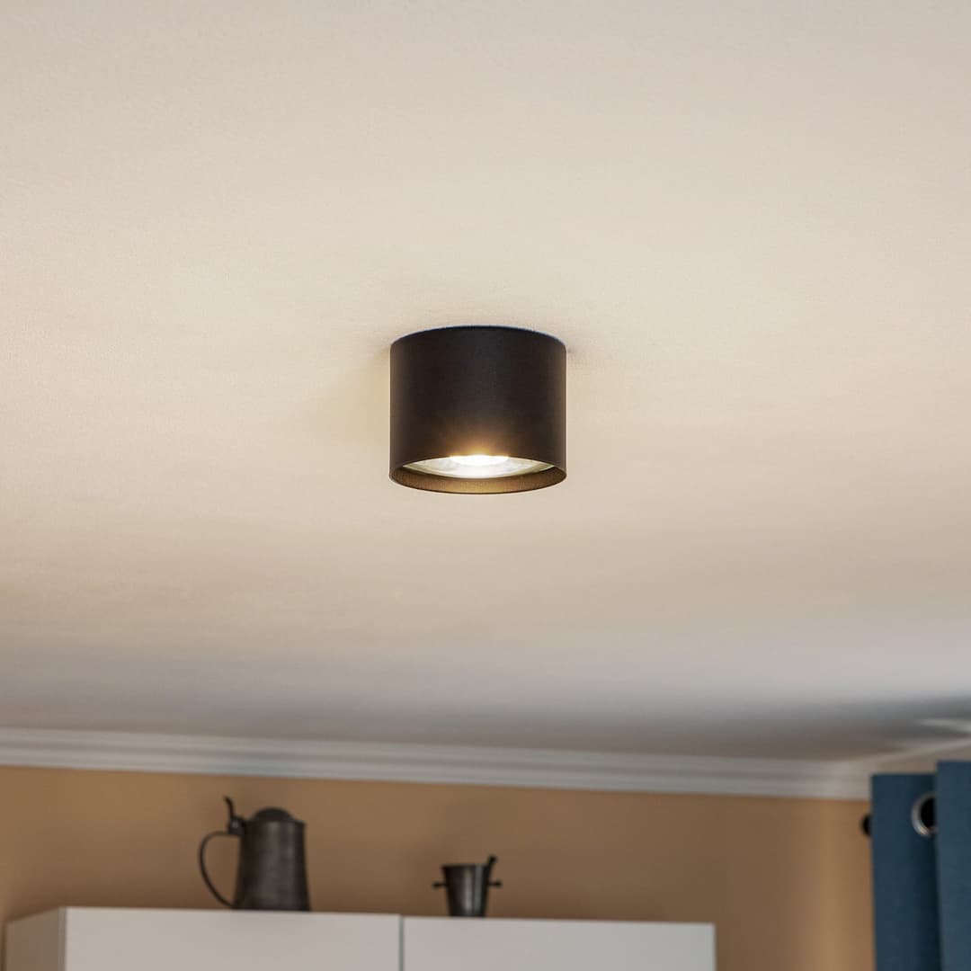 Deckenstrahler Chloe, schwarz, Ø 11,5 cm Stahl starr - Argon - Wohnzimmer - Modern - Metall - Rund