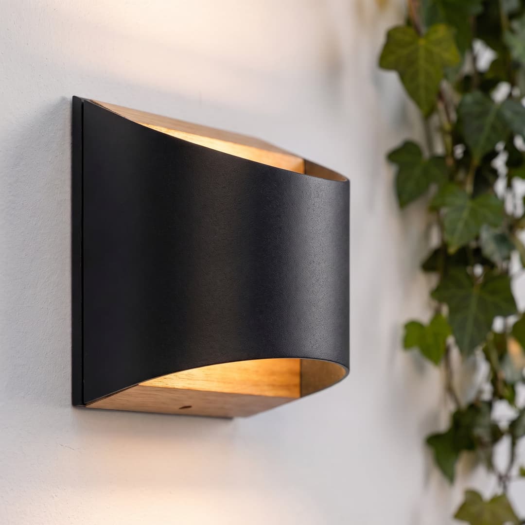 Lenore LED-Wandleuchte 13 cm schwarz Metall IP44 - Lindby - Balkon - Modern - Aluminium - Einflammig