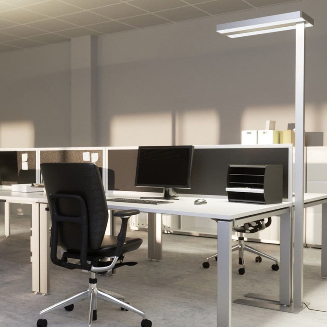Logan Neo Stehleuchte silber/weiß dimmbar - Arcchio - Arbeitszimmer / Büro - Modern - Aluminium - Eckig