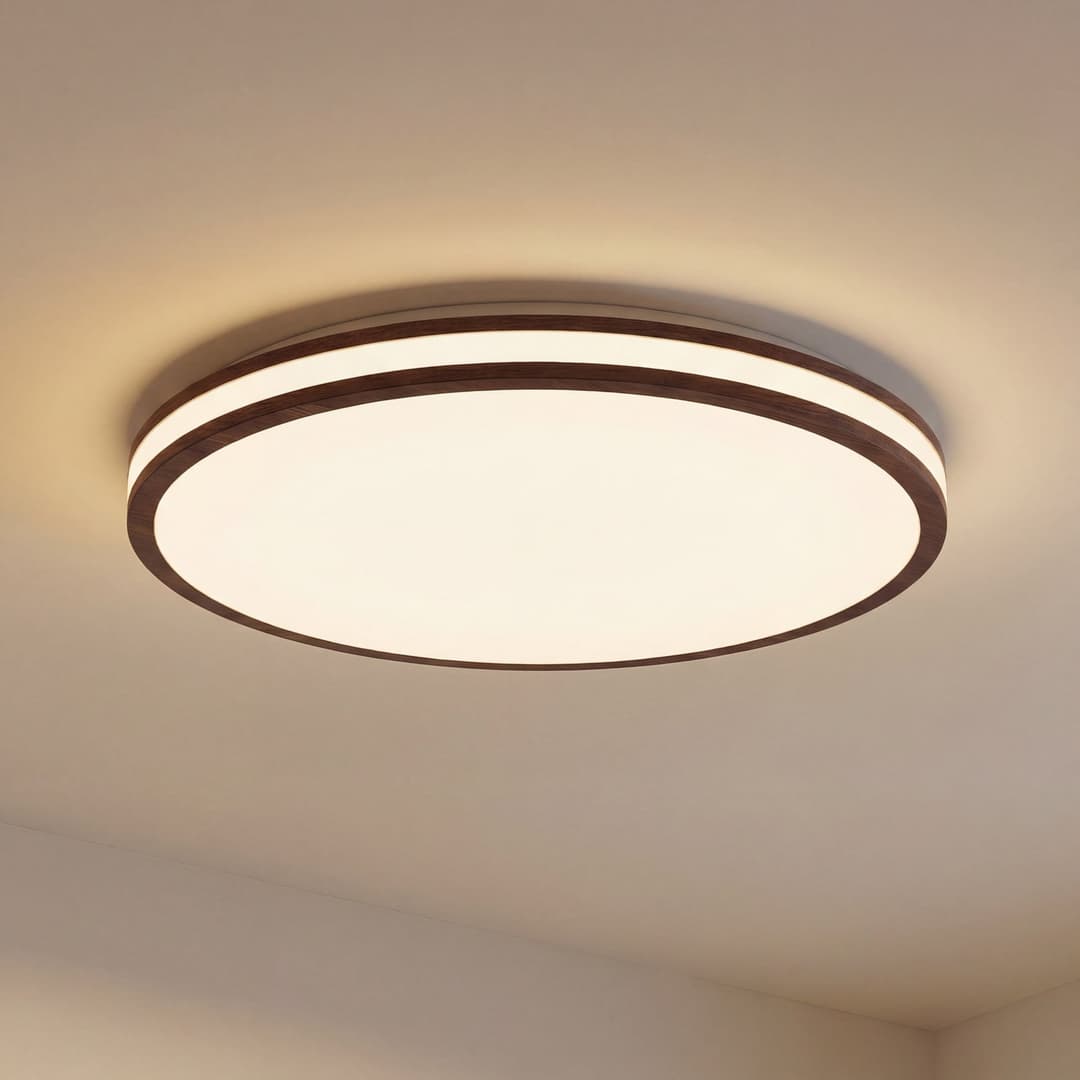 Emiva LED-Deckenleuchte, Holz dunkel, CCT, Ø 50 cm, dimmbar, Timer - Lindby - Wohnzimmer - Modern - Einflammig