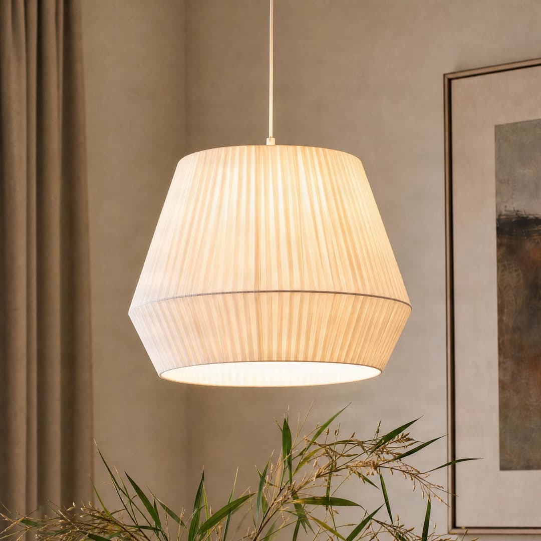 Vitore Pendelleuchte Weiß - Lindby - Wohnzimmer - Skandinavisch - Stoff / Textil - Einflammig