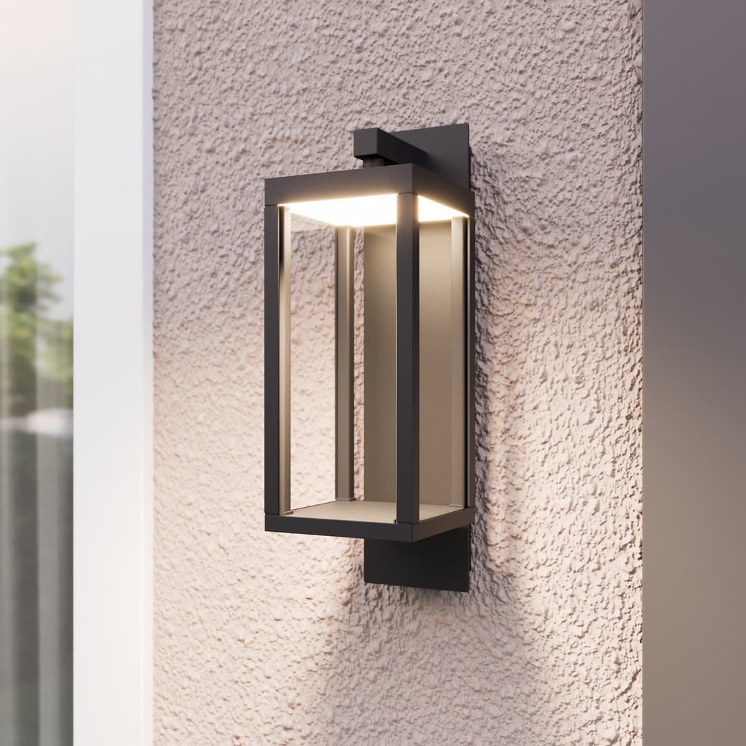 Lucande LED-Außenwandleuchte Ferdinand, 3er-Set, grau, 38 cm - Balkon - Modern - Glas - Einflammig