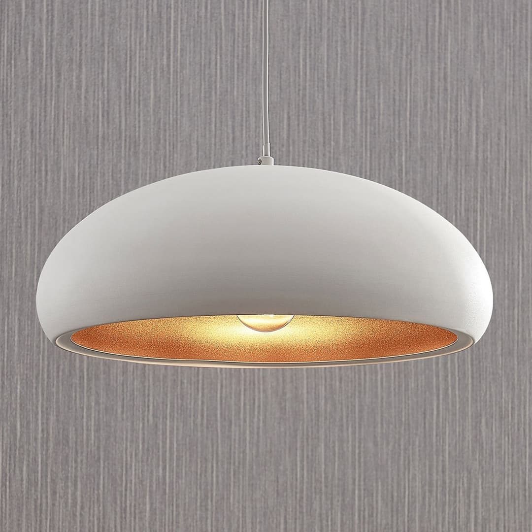 Gerwina Pendelleuchte White/Gold - Lindby - Wohnzimmer - Modern - Metall - Einflammig