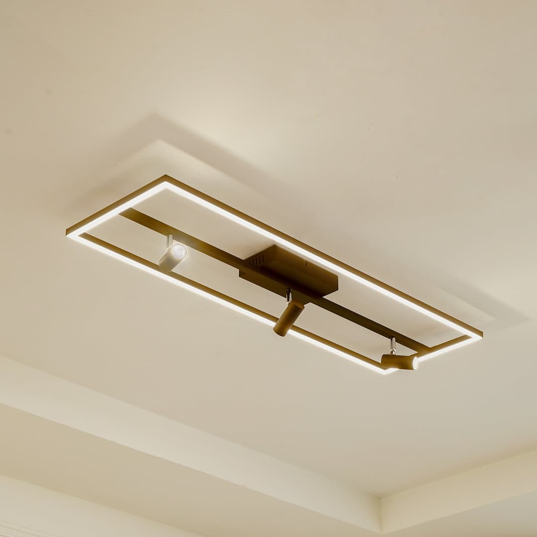 Yvor LED Deckenleuchte w/Scheinwerfer Schwarz - Lucande - Wohnzimmer - Modern - Metall - Einflammig