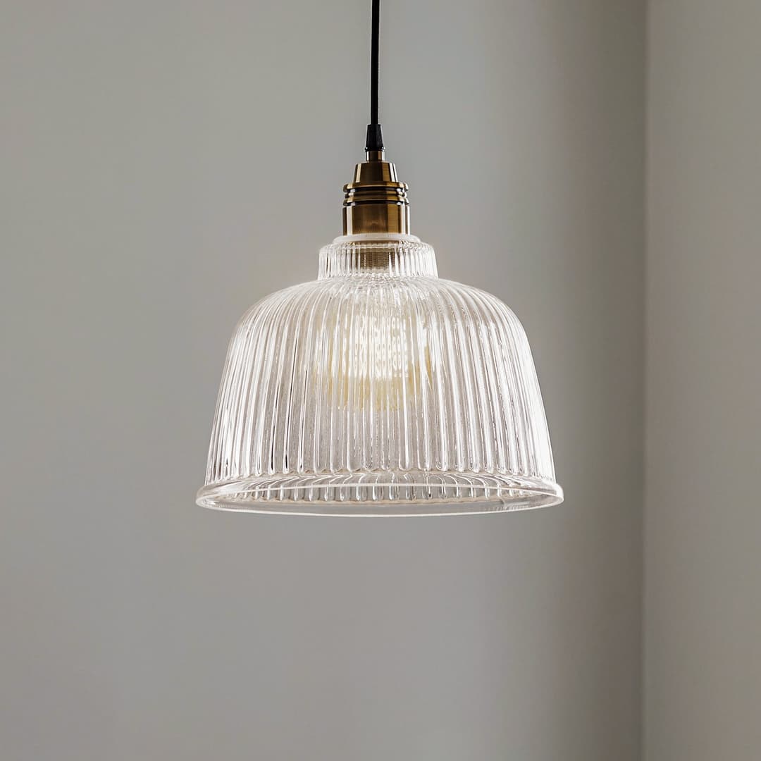 Leana Hängeleuchte 1-flg. altmessing Glas klar - Lamkur - Wohnzimmer - Einflammig