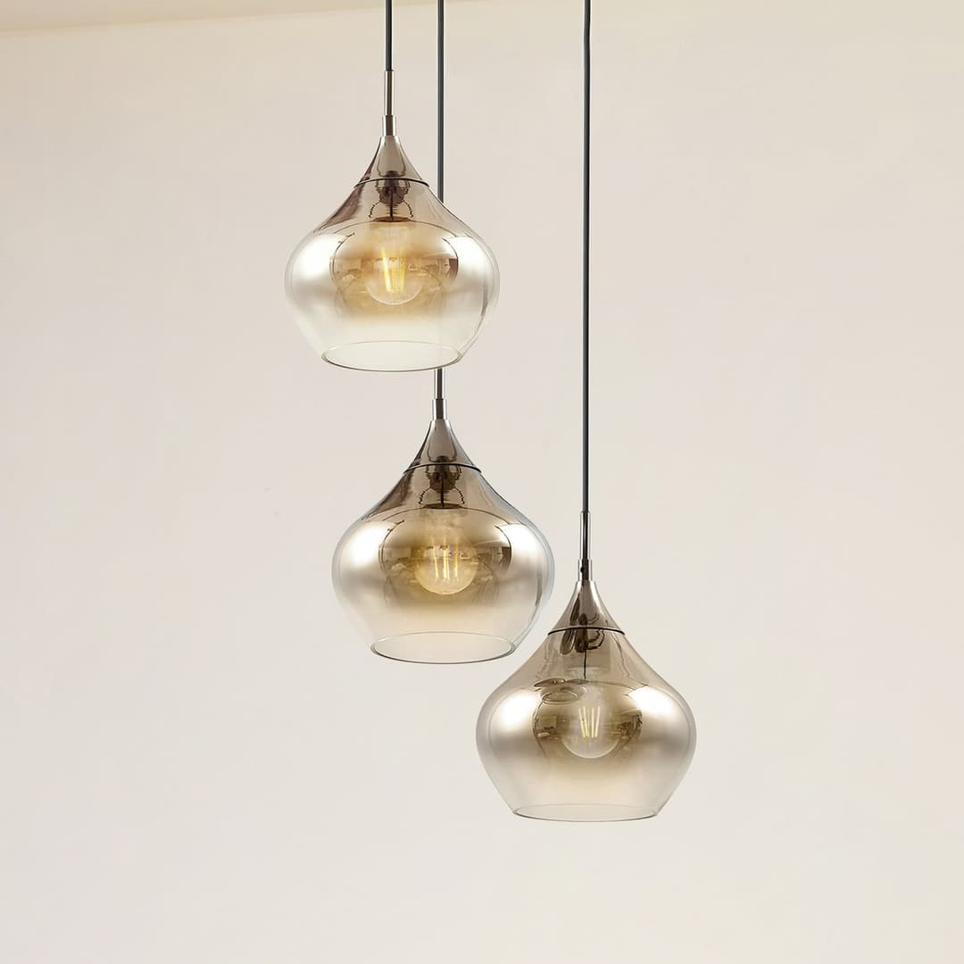 Jarven 3 Cluster Pendelleuchte Rauch Grau - Lucande - Esszimmer - Modern - Glas - Mehrflammig