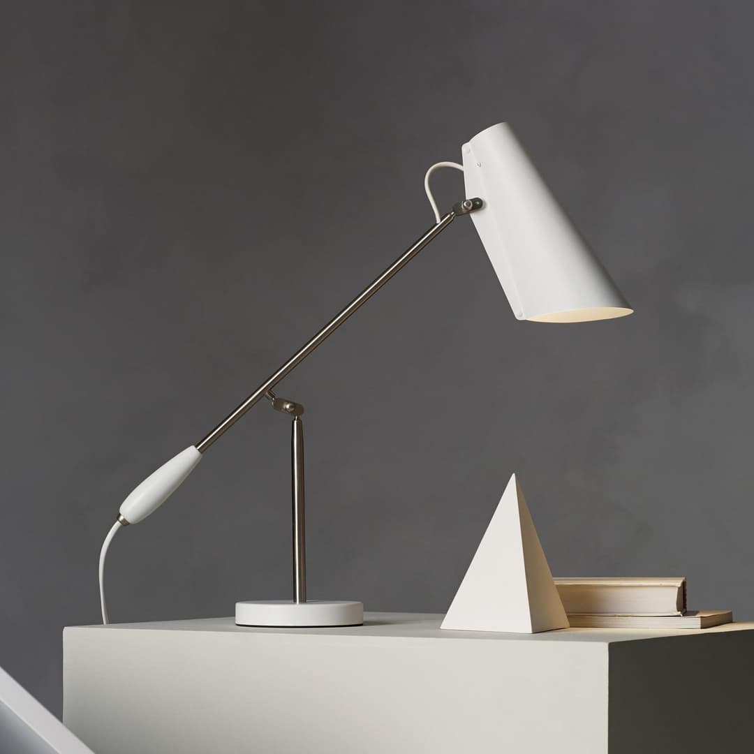 Birdy Tischleuchte Weiß/Chrom - Northern - Wohnzimmer - Design - Metall - Einflammig